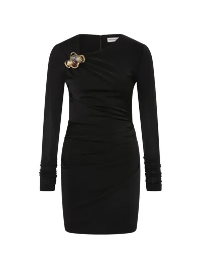 Rebecca Vallance Embellished Long-sleeve Mini Dress In Black
