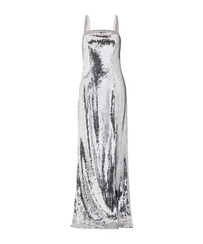 Rebecca Vallance Womens Silver Grym Olympia Open-back Sequin-embellished Gown In Gray