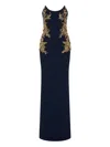 Rebecca Vallance Embellished Strapless Gown In Blue