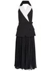 Rebecca Vallance Womens Black And White Emma Pleated Stretch-woven Midi Dress In Multi