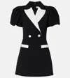 Rebecca Vallance Womens Black And White Emma Puffed-sleeves Stretch-woven Mini Dress In Black