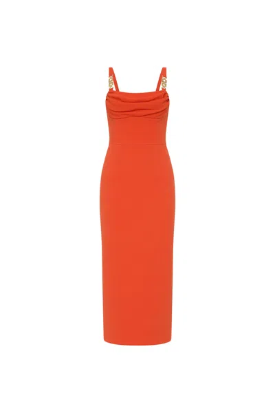 Rebecca Vallance Empress Midi Dress In Orange