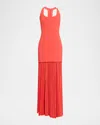 Rebecca Vallance Empress Pleated Crepe Corset Gown In Red