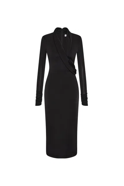 Rebecca Vallance Erin Long Sleeve Midi Dress In Black