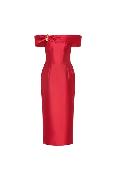 Rebecca Vallance Esmeralda Midi Dress In Red