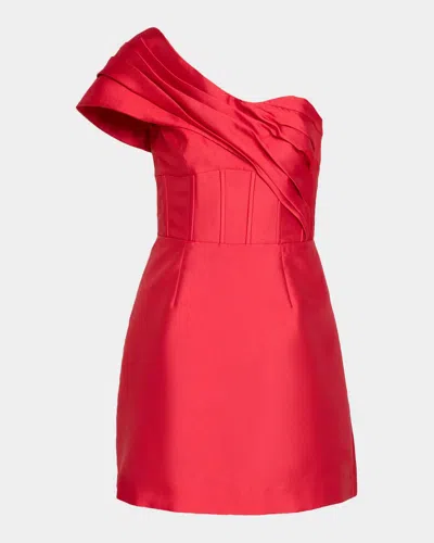 Rebecca Vallance Esmeralda One-shoulder Mini Dress In Red