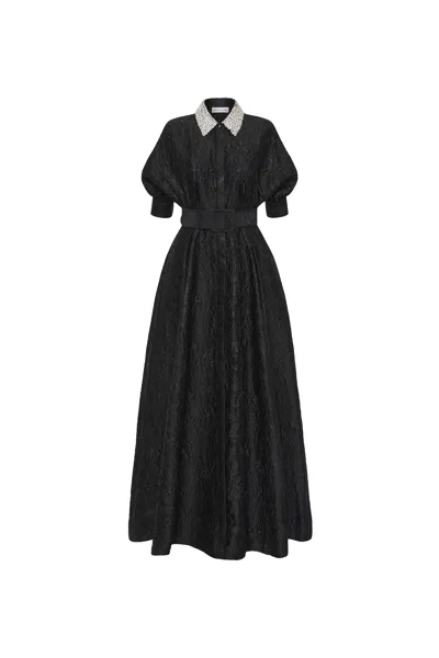 Rebecca Vallance Esther Short Sleeve Gown In Black