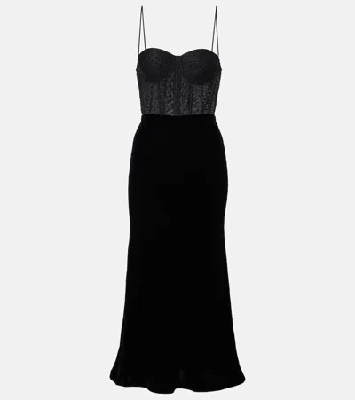 Rebecca Vallance Ethel Polka-dot Bustier Dress In Black