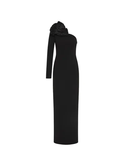 Rebecca Vallance Evolet One-shoulder Ruffled Gown In Black