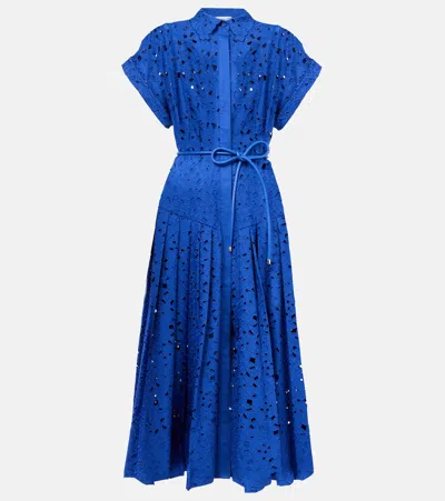 Rebecca Vallance Floral Cotton Lace Shirt Dress In Blue
