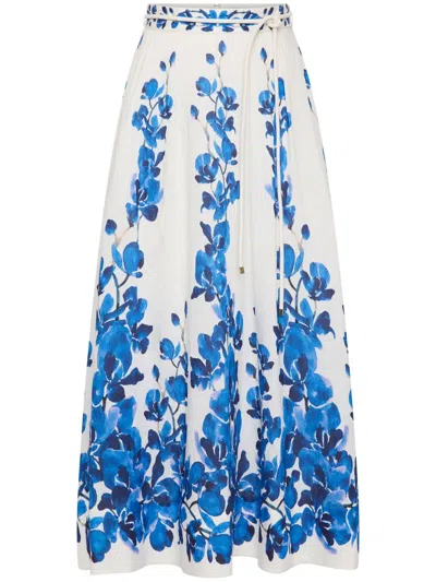 Rebecca Vallance Floral-motif Midi Skirt In White