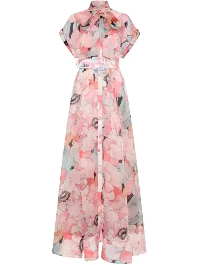 Rebecca Vallance Floral-print Gown In Pink