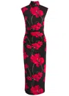 Rebecca Vallance Floral-print Jersey Midi Dress In Black Red