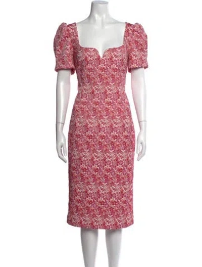 Pre-owned Rebecca Vallance Floral Print Knee-length Dress In Pink