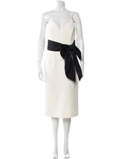 Pre-owned Rebecca Vallance Floral Print Midi Length Dress In Neutral