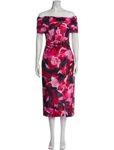 Pre-owned Rebecca Vallance Floral Print Midi Length Dress In Pink