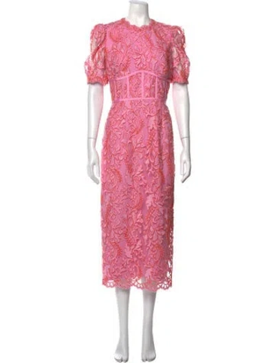 Pre-owned Rebecca Vallance Floral Print Midi Length Dress In Pink