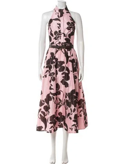 Pre-owned Rebecca Vallance Floral Print Midi Length Dress W/ Tags In Pink