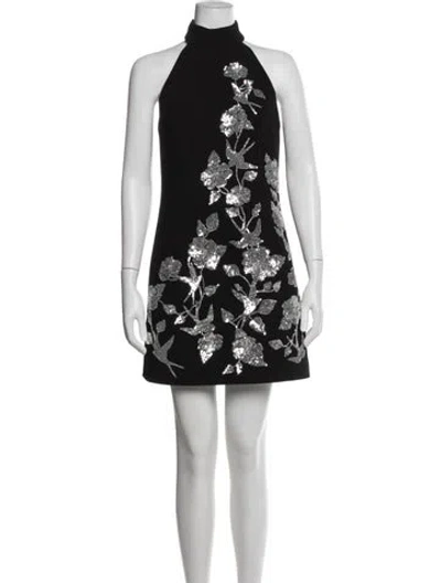 Pre-owned Rebecca Vallance Floral Print Mini Dress In Black