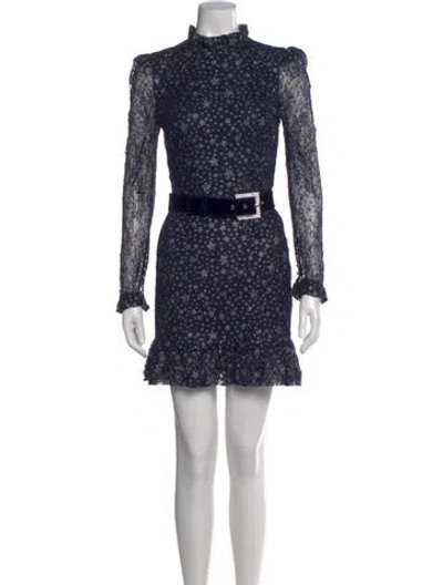 Pre-owned Rebecca Vallance Floral Print Mini Dress In Blue