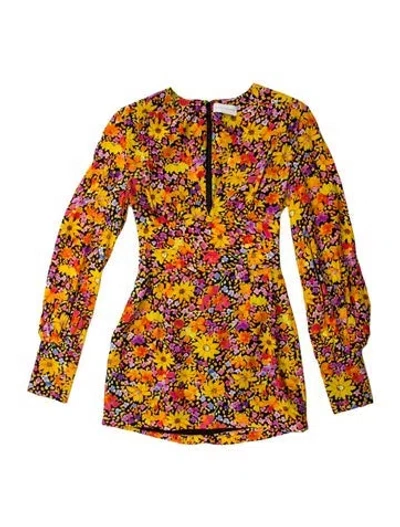 Pre-owned Rebecca Vallance Floral Print Mini Dress In Yellow