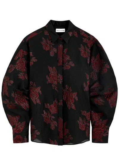 Rebecca Vallance Florentina Floral-jacquard Cloqué Shirt In Black Red