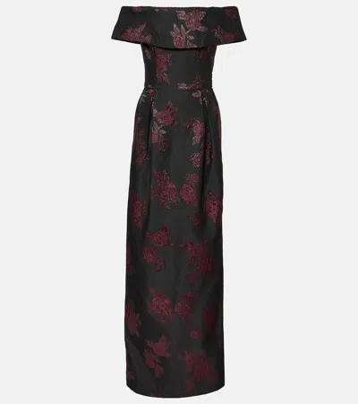 Rebecca Vallance Florentina Off-shoulder Floral Gown In Wine