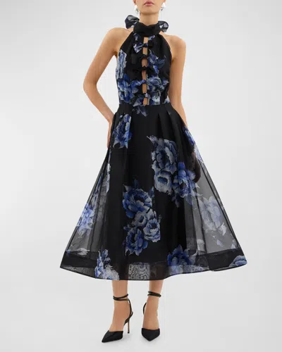 Rebecca Vallance Florentine Floral-print Cutout Midi Dress