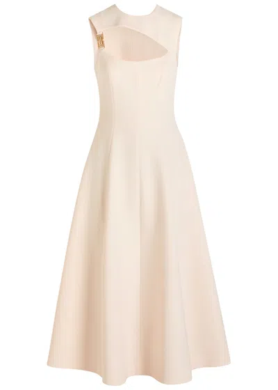 Rebecca Vallance Freja Cut-out Crepe Midi Dress In Neutral