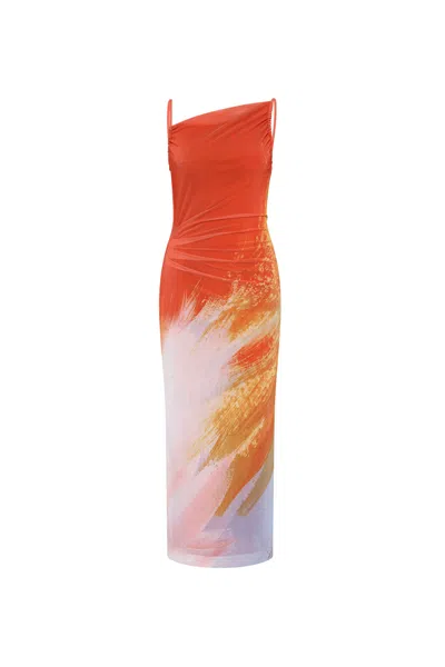 Rebecca Vallance Frida Strap Midi Dress In Orange