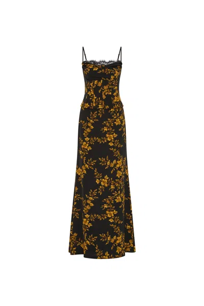 Rebecca Vallance Gilded Floral Maxi Dress In Black