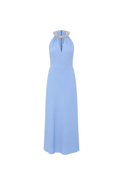 Rebecca Vallance Gimlet Halter Midi Dress In Blue