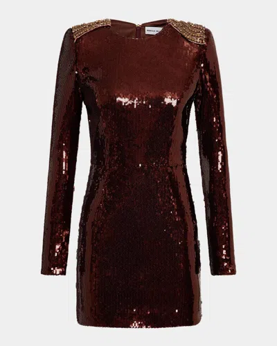 Rebecca Vallance Glimmer Diamante-embellished Sequin Mini Dress In Brown