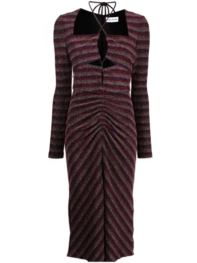 Rebecca Vallance Glitter-striped Keyhold Detail Dress In Multicolour