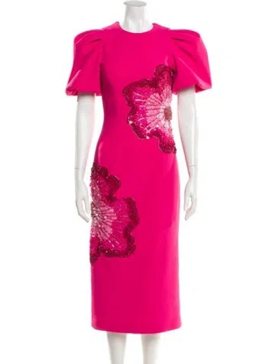 Pre-owned Rebecca Vallance Graphic Print Midi Length Dress W/ Tags In Pink
