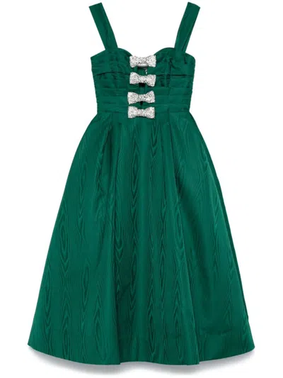Rebecca Vallance Green Flared Midi Dress Luiza With Rhinestone