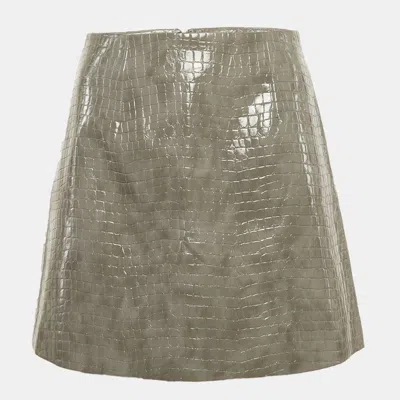 Pre-owned Rebecca Vallance Grey Animal Skin Coated Cotton Mini Skirt S In Gray