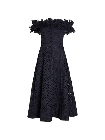 Rebecca Vallance Antalya Embroidered Off-the-shoulder Cotton Midi Dress In Multi