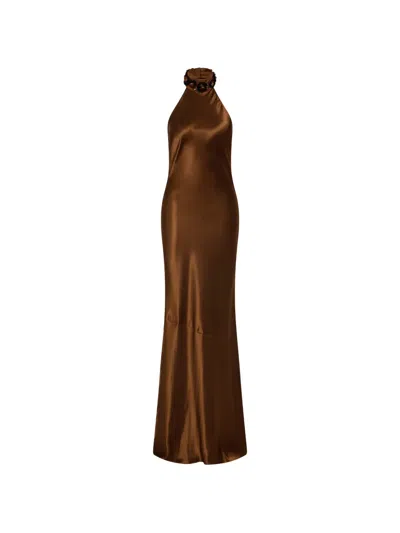 Rebecca Vallance Halter Neck Maxi Dress In Brown