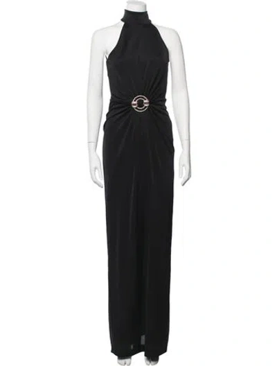 Pre-owned Rebecca Vallance Halterneck Long Dress In Black