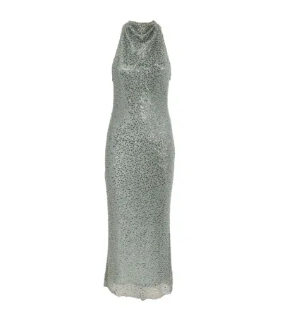 Rebecca Vallance Halterneck Nixie Midi Dress In Blue