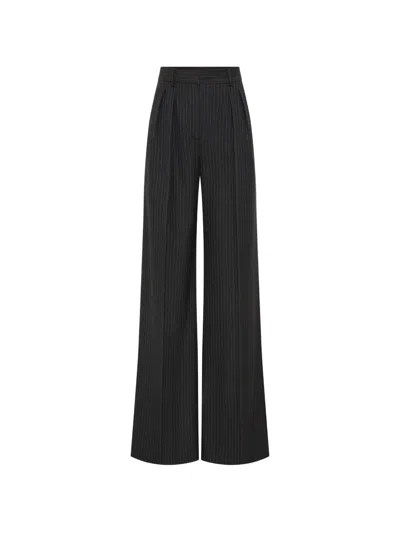 Rebecca Vallance Harri Pinstripe Pleated Trousers In Black