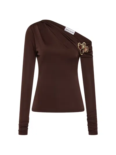 Rebecca Vallance Hazine Embellished Top In Brown