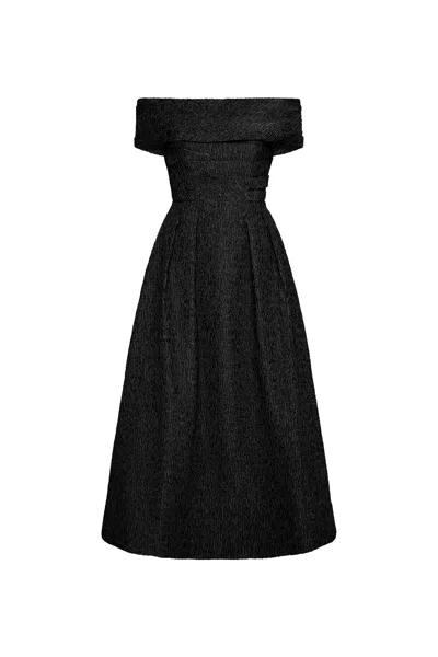 Rebecca Vallance Helene Off Shoulder Midi Dress In Black