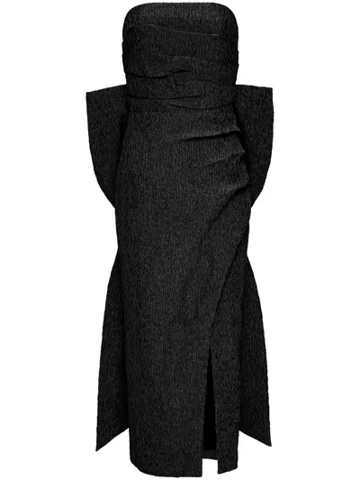 Rebecca Vallance Helene Oversize-bow Strapless Midi Dress In Black