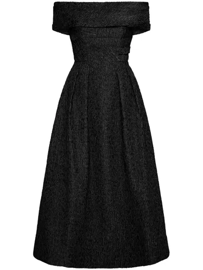 Rebecca Vallance Helene Textured Off-shoulder Gown In 黑色