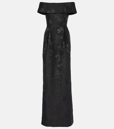 Rebecca Vallance Henrietta Brocade Bustier Gown In Black