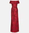 Rebecca Vallance Henrietta Brocade Bustier Gown In Red
