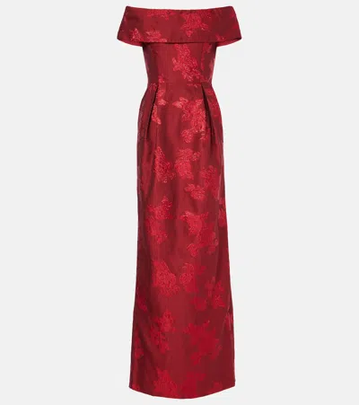 Rebecca Vallance Henrietta Brocade Bustier Gown In Red