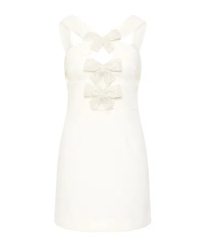 Rebecca Vallance Hermoine Bow-embellished Crepe Mini Dress In White
